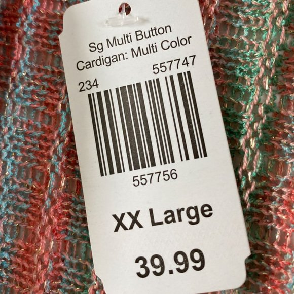 Krazy Kat Womens NWT Pink and Blue Long Line Cardigan with Glitter Size XXL - Picture 4 of 12